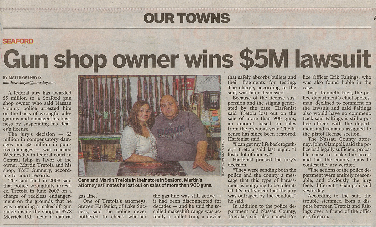 Five Million Dollar Jury Verdict Awarded to Plaintiff Against County of Nassau